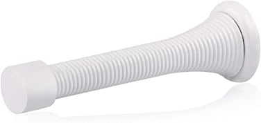 HOMOTEK 20 Pack Spring Door Stops318 Heavy Duty Door Stop Flexible Spring Door Stopper with Low Mounted White Rubber Bumper Tips White