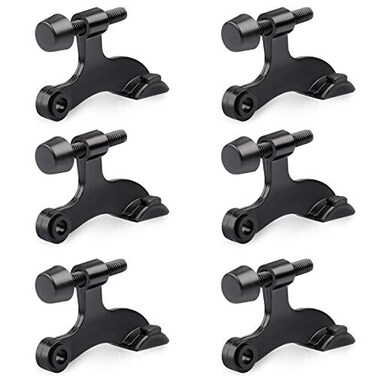 HOMOTEK 6 Pack Hinge Pin Black Door StopperAdjustable Deluxe Heavy Duty Door Stopper 212x134with Black Rubber Bumper Tips