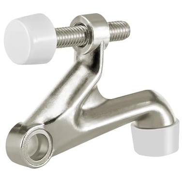 HOMOTEK 8 Pack Hinge Pin Door Stoppers Adjustable Heavy Duty Doorstops for Top of Door with White Rubber Bumper Tips Satin Nickel