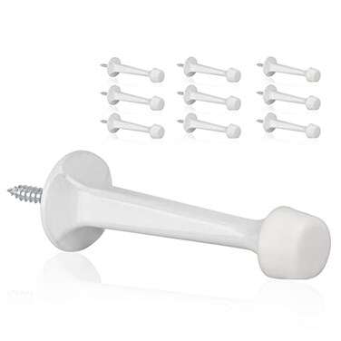 KOVOSCH 10 Pack Solid Rigid Door Stops Heavy Duty Door Stoppers Wall Protector with Soft Rubber Tips White