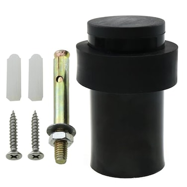 LUORNG Modern Heavy Duty Floor Door Stop with Soft Rubber Black Stainless Steel Cylindrical 635cm25inch