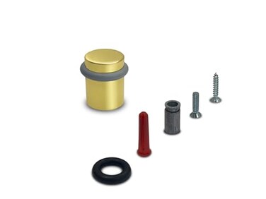 QCAA Cylindrical Floor Mount Door Stop Height 112 Solid Brass Polished Brass Lacquered Made in Taiwan 1 Pack