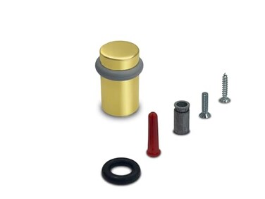 QCAA Cylindrical Floor Mount Door Stop Height 2 Solid Brass Polished Brass Lacquered 1 Pack Made in Taiwan