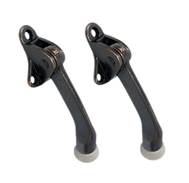 QCAA Heavy Duty Kickdown Door Holder 4 Zinc Die Cast Antique Copper 2 Pack Made in Taiwan