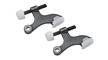 QCAA Hinge Pin Door Stopper Zinc Die Cast Oil Rubbed Bronze with White Rubber Bumper Tip Made in Taiwan 2 Pack