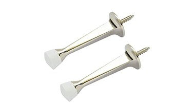 QCAA Rubber Tip Heavy Duty Solid Rigid Door Stop 3 Zinc Die Cast Nickel 2 Pack Made in Taiwan