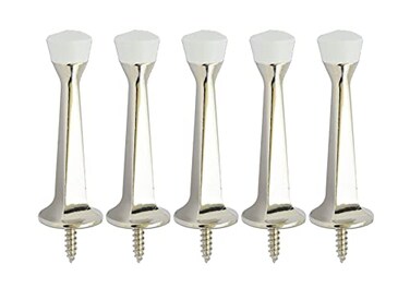 QCAA Rubber Tip Heavy Duty Solid Rigid Door Stop 3 Zinc Die Cast Nickel 5 Pack Made in Taiwan