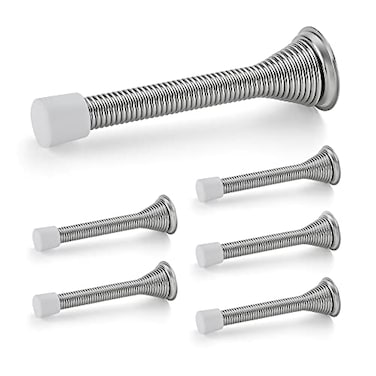 Ravinte Door Stoppers 6 Pack Spring Door Stops with Rubber Bumper Satin Nickel Door Stoppers for Bottom of Door
