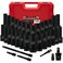 AMM 12 Drive Deep Impact Socket Set 35Piece Socket set SAE 38 to 114 inch and Metric 1024mm Size Includes Extension Bars Universal Joint and Adapter 6 Point DesignCrV steel