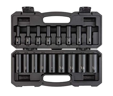 TEKTON 12 Inch Drive Deep 6Point Impact Socket Set with Case 17Piece 516114 in SID92305