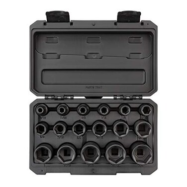 TEKTON 12 Inch Drive Shallow 6Point Impact Socket Set with Case 17Piece 516114 in SID92301