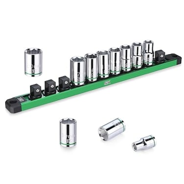 SK 12 Drive Socket Set Metric Sockets 11Piece 1020mm SuperKrome Finish Preminum CRV Construction with Aluminum Socket Organizer