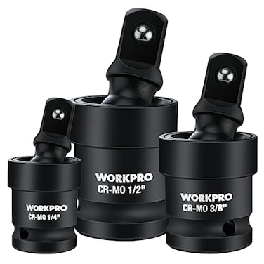WORKPRO Impact Universal Joint Set 3 Piece12 38 14Inch Drive Swivel Socket Set Socket Adapter Set Premium CRMO Steel Impact Grade 360 Degree Rotation for Various Angles
