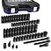 WORKPRO 12 Drive Impact Socket Set with Extension Bars Premium CrV Steel Complete 55Piece SAE and Metric Sockets with Enhanced Storage Case