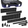 WORKPRO 12 Drive Impact Socket Set with Extension Bars Premium CrV Steel Complete 55Piece SAE and Metric Sockets with Enhanced Storage Case