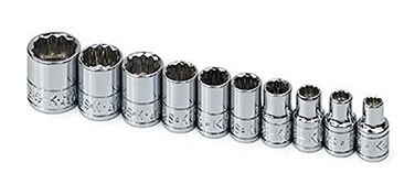 SK Tools USA 14 Drive 10 Piece 12 Point Standard SAE Chrome Socket Set 316 916 4946