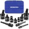 WORKPRO 10 Pieces Impact Socket Adapter Set with Case Includes 4pc Adapter and Reducer Set 3pc Universal Joint Socket Set and 3pc Drill Adapter 14 38 12
