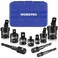 WORKPRO 10 Pieces Impact Socket Adapter Set with Case Includes 4pc Adapter and Reducer Set 3pc Universal Joint Socket Set and 3pc Drill Adapter 14 38 12