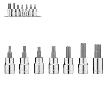 SK Tools USA 38 Drive 7 Piece Standard SAE Chrome Hex Bit Socket Set 18 38 19723