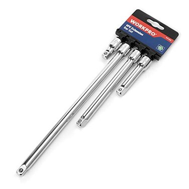WORKPRO W074459 38 In Socket Drive Extension Bar Set HeatTreated Steel Construction Single Pack