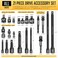 boen BOEN 21 Piece 14 38 12 Drive Tool Accessory Set Includes Socket Adapters Extension Bars Swivel Universal Joints Impact Bit Holders and 14 Hex Shank