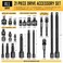 boen BOEN 21 Piece 14 38 12 Drive Tool Accessory Set Includes Socket Adapters Extension Bars Swivel Universal Joints Impact Bit Holders and 14 Hex Shank