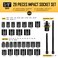 boen BOEN 38 Drive Impact Socket Set 29 Piece Shallow Socket Set SAE 38 to 1 Metric 8 to 22mm Includes 6 10 Extension Bars Universal Joint 6 Point Design CrV Steel Meets ANSI Standards