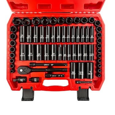 EACELIY 64pcs 38 Socket SetDrive Impact Socket Set SAEMetric Deep Shallow CrV Steel 6 Point with Adapters 72T Ratchet Handle Extension BarsBit Adapter624mm5161 inch