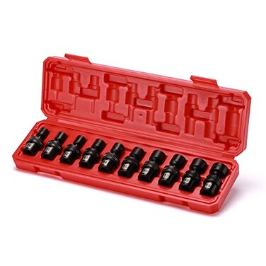 EMENTOL 10PCS 38 Drive Shallow Universal Impact Socket Set 6 Point Metric CRMO Swivel Standard Impact Socket Set 10mm 19mm