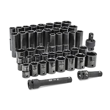 GEARWRENCH 44 Piece 12 Drive Standard Deep SAEMM Impact Socket Set 89094