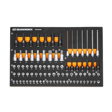 GEARWRENCH 88 Piece 14 38 12 Drive SAE Bit Socket Set in Foam Storage Tray GWMSBSKCBSAE