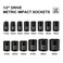 Mayouko 12 Drive Shallow Metric Socket Set CRV 6 Point 14 Pieces 11mm to 32mm