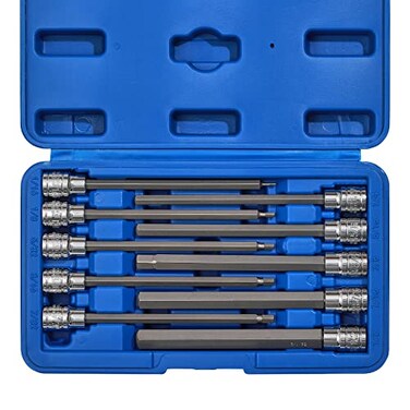 Mayouko 38 Drive Extra Long Allen Hex Bit Socket Set S2CRV SAE 10 Pieces 116 Inch 12 Inch