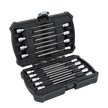 MichaelPro 18Piece 38 Drive Long Hex Bit Socket Set SAE Metric 18 38 310 mm 6Inch Length for Deep Reach High Torque Resistant CRV and S2 Steel Storage Case Included MP012020