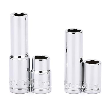 MIXPOWER 4PCS 14 38 Drive 10mm DeepShallow Socket Set 6 Point CrV Steel Mirror Finish