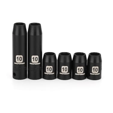 MIXPOWER 6PCS 38Drive 10mm DeepShallow Socket 6 Point 12 Point CRV Metric Black Phosphate Finish