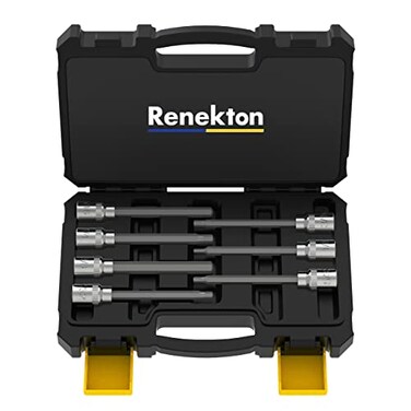 Renekton 38 Drive Extra Long Allen Hex Bit Socket Set SAE 18mm to 38mm S2 and CrV Steel 7 Piece
