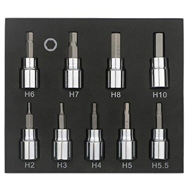 Rowiz 9 Pcs 38 Inch Drive Hex Bit Sockets Set Hex Allen Socket Key Bits Set Kit H2 H3 H4 H5 H55 H6 H7 H8 H10