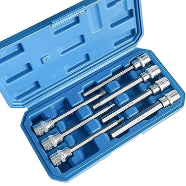 Sutekus 38 Drive Extra Long Allen Hex Bit Socket Set Heavy Duty Chrome Vanadium S2 Alloy Steel Hex Head in 3mm 10mm Metric Drive Sizes 7 Pieces