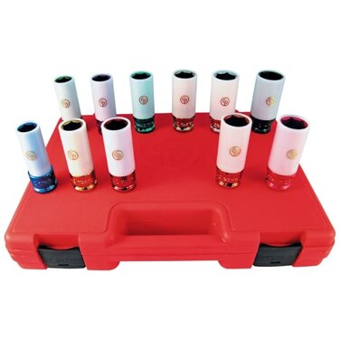 Chicago Pneumatic SS4211WP 12 Inch Square Drive SAE Metric Wheel Protector 6 Point Impact Socket Set 11 PCS