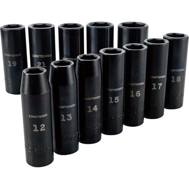 CRAFTSMAN Impact Socket Set Metric 12Inch Drive Deep Impact Sockets 12Piece CMMT15887