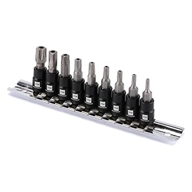 MIXPOWER 9 Pieces 14 Drive Torx Bit Socket Set TamperProof Torx Bit Sockets CRV Sockets S2 Steel Bits TT10 TT50