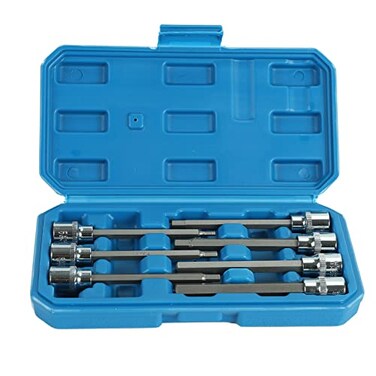 BLACKHORSE-RACING 7Pcs 38 Drive Extra Long Allen Hex Bit Socket Set Metric 3mm to 10mm S2 and CrV Steel