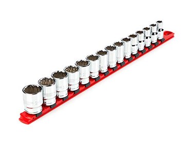 TEKTON 12 Inch Drive Shallow 12Point Socket Set with Rail 15Piece 1024 mm SHD92104