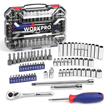 WORKPRO 70Piece 14 Drive Socket Set with QuickRelease Ratchet Metric and SAE for Auto Repairing Household W003068A