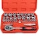 Egofine 34 Pieces 38 inch Drive Socket Ratchet Wrench Set with Socket Set MetricSAE and Extension Bar for Auto Repairing and Household with Storage Case
