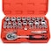 Egofine 34 Pieces 38 inch Drive Socket Ratchet Wrench Set with Socket Set MetricSAE and Extension Bar for Auto Repairing and Household with Storage Case