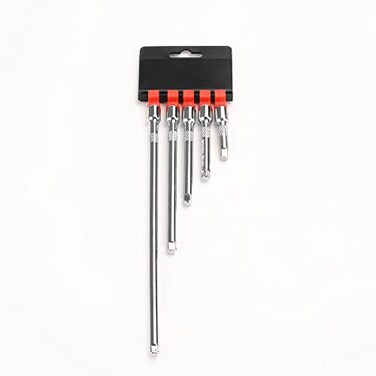 FLZOSPER 5Pieces Socket Extension Set14 Drive Socket Quarter Inch Extension Bar Set 250mm 375mm 4100mm6150mm 10255mm Premium Chrome Vanadium Steel with Mirror Finish