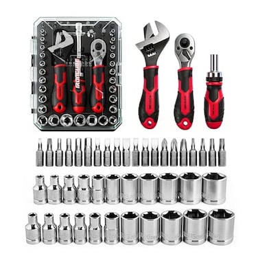 ironcube 53Piece Socket Ratchet Wrench Set with 20In1 Ratcheting Screwdriver 2in1 Adjustable Wrench for Garage Auto Repair Household Backyard College Dorm