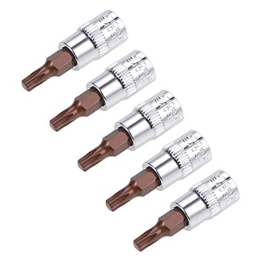 uxcell 5pcs 14 Drive x T15 Torx Bit Socket S2 Steel Bits CRV Sockets 38mm Length Use with Ratchet Wrench Slide Bar Extension Rod